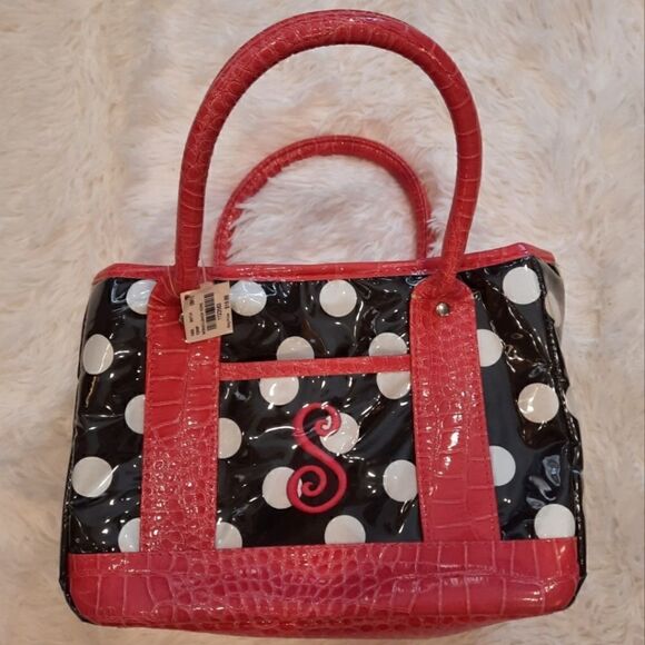 NWT 2/$15 Lunch Bag Thermal Monogram S Polka Dot - Picture 2 of 13